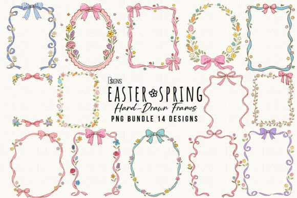 Easter Spring Hand-Drawn Frame Bundle: A Whimsical Design Asset