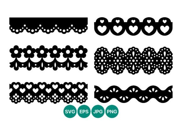 Elegant Black White Lace Borders Hearts Flowers for Timeless Design