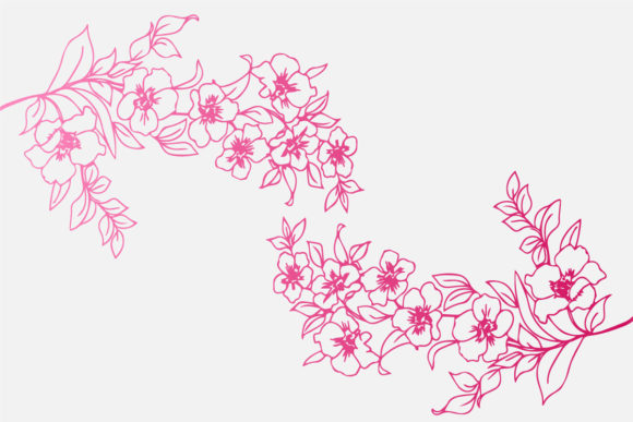 Elevate Your Designs with Pink Cherry Blossom Branch Line Art