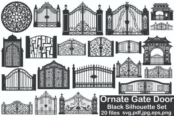 Elevate Your Projects with Ornate Gate Door Black Silhouettes