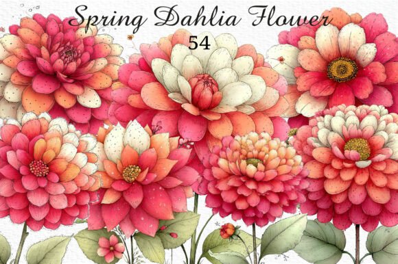 Elevate Your Spring Designs with Whimsical Dahlia Clipart