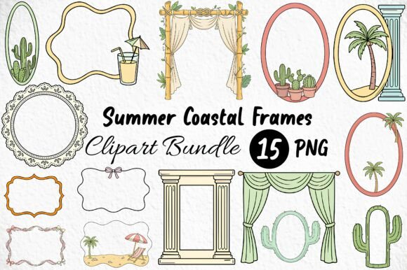 Elevate Your Summer Projects with Coastal Frames Clipart