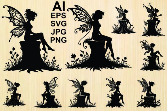 Enchanting Cute Fairy Silhouette for Magical Design Projects