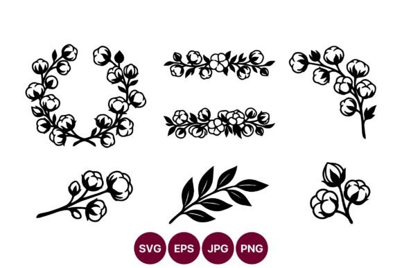 Floral Botanical Ornaments Line Art: Elegant Design Assets