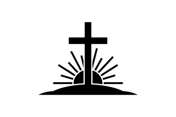 Minimalist Black Cross with Radiant Light: A Modern Silhouette
