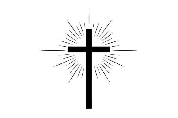 Minimalist Black Cross with Radiating Li: A Modern Design Essential