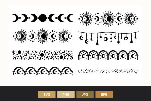 Moon Phase Stars Border Elements: Elevate Your Designs