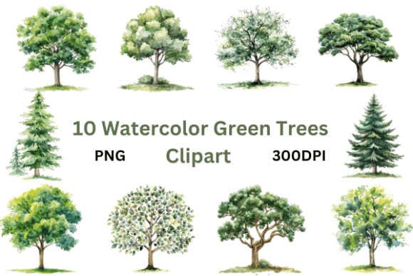 Soft Watercolor Green Trees Clipart: A Designer's Botanical Toolkit