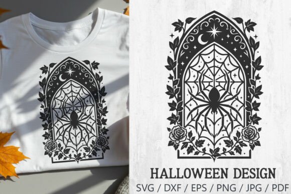 Spider Stained Glass Halloween SVG: Crafting with Gothic Elegance