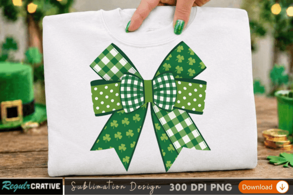 St. Patrick's Day Green and White Bow PNG: Your Festive Design Asset