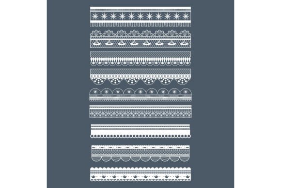 The Art of Delicate Borders: White Lace Trim Patterns Vector Collection