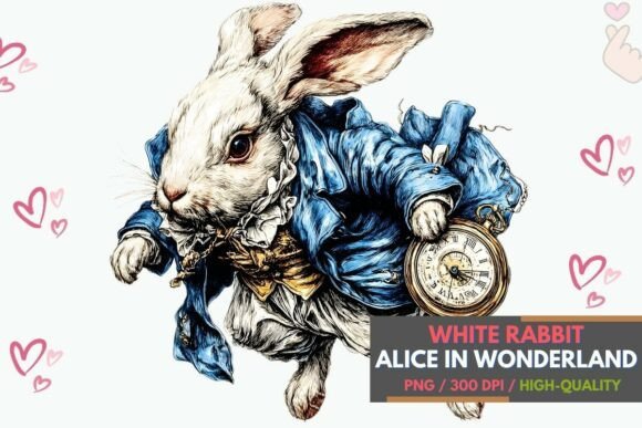Timeless Charm: The White Rabbit Pocket Watch Art