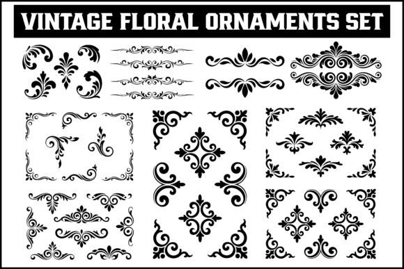 Timeless Design with Vintage Floral Ornaments Set