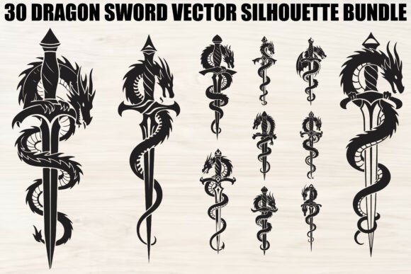 Unleashing Mythical Power: The Dragon Sword Vector Bundle
